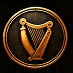 Irish harp medallion from The Dragon’s Dram banner
