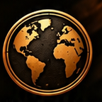 World map medallion from The Dragon’s Dram banner